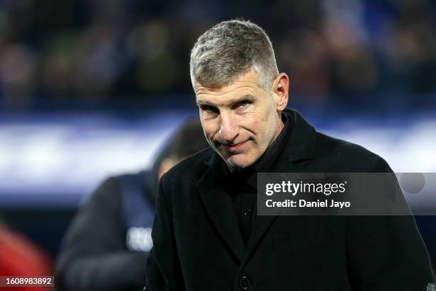 Martin Palermo coach of Platense gestures during a match between Boca Juniors and Platense as part of Group B of Copa de la Liga Profesional 2023 at...