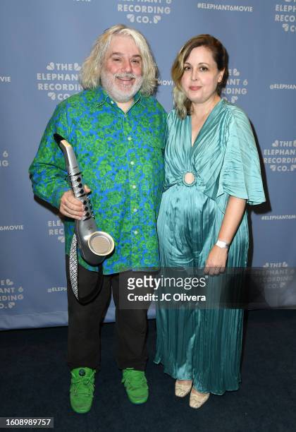 Lance Bangs and Corin Tucker attend the Los Angeles Premiere of "The Elephant 6 Recording Co." at Barnsdall Gallery Theatre on August 11, 2023 in Los...