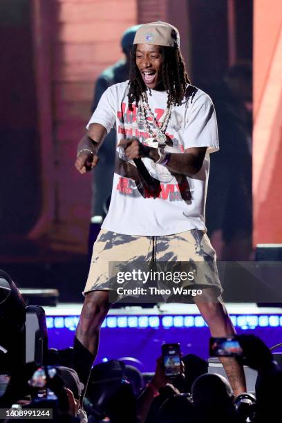 Wiz Khalifa performs onstage during Hip Hop 50 Live at Yankee Stadium on August 11, 2023 in New York City.