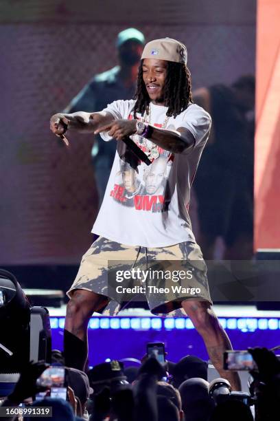 Wiz Khalifa performs onstage during Hip Hop 50 Live at Yankee Stadium on August 11, 2023 in New York City.