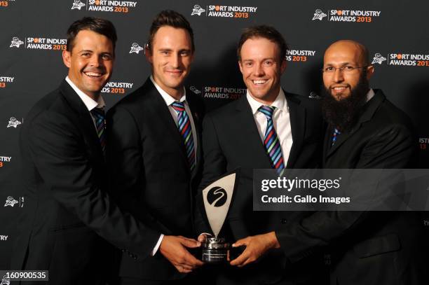 Proteas players Jaques Rudolph, Faf du Plessis, AB de Villiers, and Hashim Amla receive the Deloitte Outstanding Contribution to South African Sport...