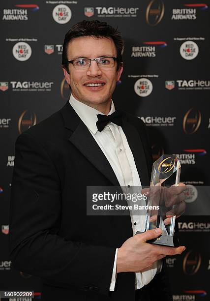 Martin Corry is inducted into the Hall of Fame during the inaugural Premiership Rugby Hall of Fame Ball at the Hurlingham Club on February 7, 2013 in...