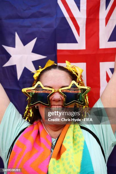 Australia fans show their support prior to the FIFA Women's World Cup Australia & New Zealand 2023 Quarter Final match between Australia and France...