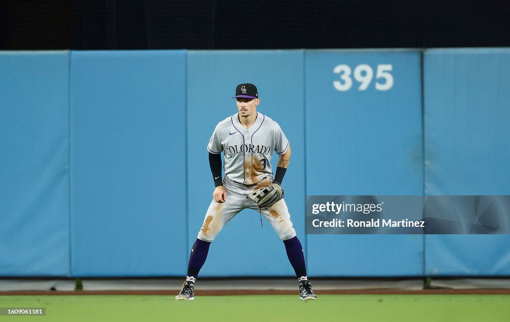 Brenton Doyle of the Colorado Rockies in the eighth inning at Dodger ...