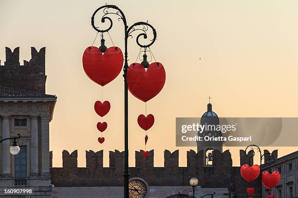 valentine's day in verona, italy - verona italy stock pictures, royalty-free photos & images