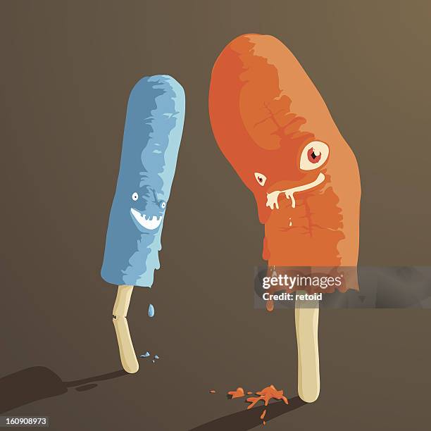 ilustraciones, imágenes clip art, dibujos animados e iconos de stock de mal paletas heladas. - eating ice cream