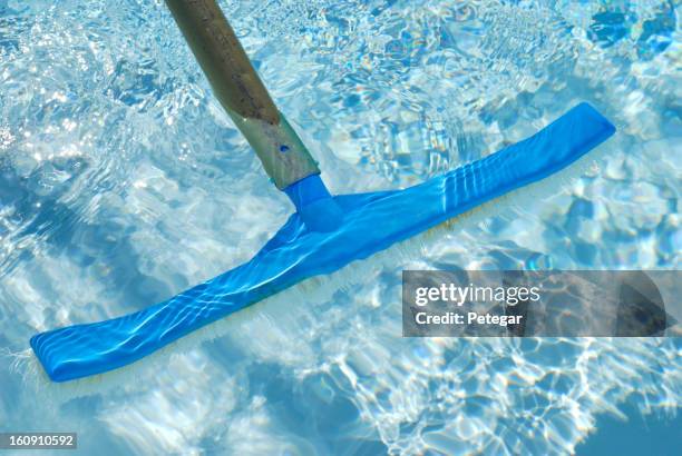 swimming pool brush - swimming pool cleaning stock pictures, royalty-free photos & images