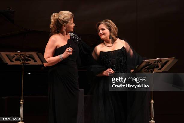 The soprano Renee Fleming and the mezzo-soprano Susan Graham, accompanied by the pianist Bradley Moore, performing at Carnegie Hall on Sunday night,...