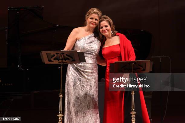 The soprano Renee Fleming and the mezzo-soprano Susan Graham, accompanied by the pianist Bradley Moore, performing at Carnegie Hall on Sunday night,...