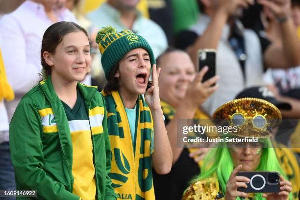 Australia fans show their support prior to the FIFA Women's World Cup Australia & New Zealand 2023 Quarter Final match between Australia and France...