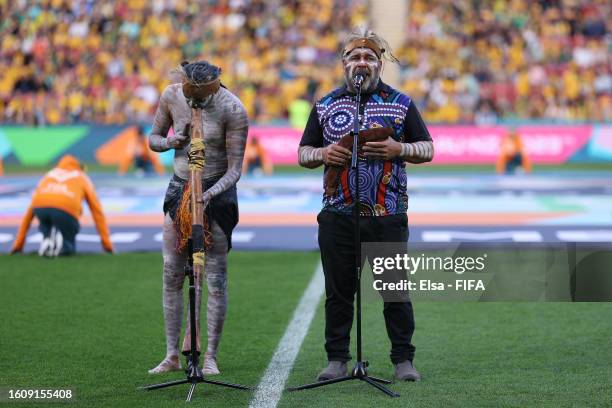 Welcome ceremony prior to the FIFA Women's World Cup Australia & New Zealand 2023 Quarter Final match between Australia and France at Brisbane...