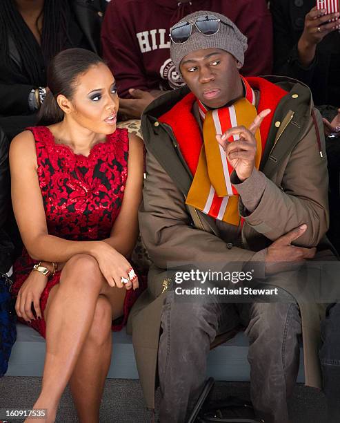 Angela Simmons and tv personality J Alexander attend Tadashi Shoji during Fall 2013 Mercedes-Benz Fashion Week at The Stage at Lincoln Center on...