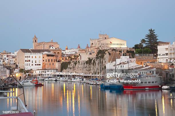 spain, menorca, view of ciutadella with town hall and cathedral - minorca stock pictures, royalty-free photos & images