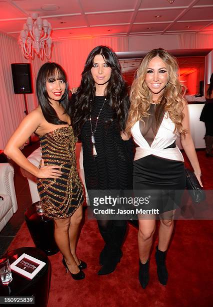 Dancer Cheryl Burke, socialite Brittny Gastineau and Diana Madison attend Quattro Volte Vodka Preview with Taio Cruz at SLS Hotel on February 7, 2013...
