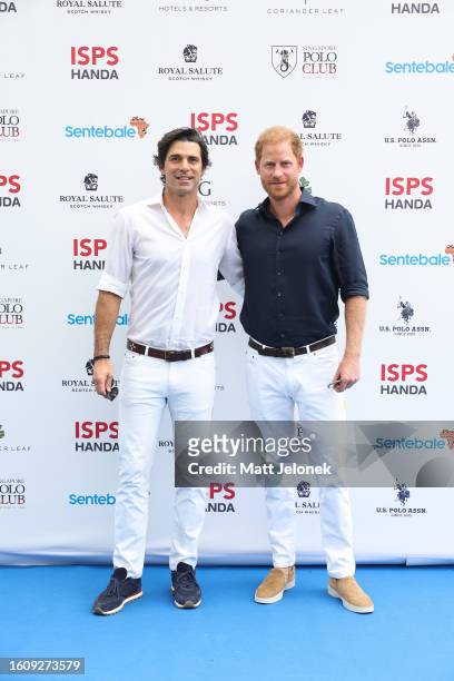 Nacho Figueras, Sentebale Ambassador and Prince Harry, Duke of Sussex, Co-Founding Patron of Sentebale, pose for a photo during the Sentebale ISPS...