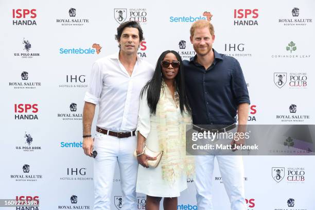 Dr Sophie Chandauka MBE, Chair of Sentebale, Nacho Figueras, Sentebale Ambassador and Prince Harry, Duke of Sussex, Co-Founding Patron of Sentebale,...