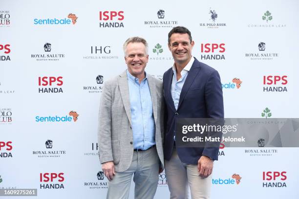 Richard Miller, CEO of Sentebale and Dan Carter, ISPS Handa Ambassador and former All Blacks Rugby Player pose for a photo during the Sentebale ISPS...