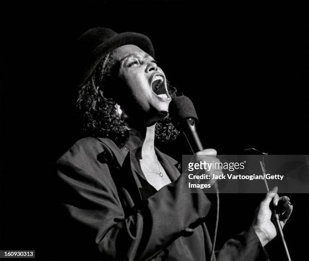 Jazz vocalist Abbey Lincoln performs at the Jazz at Lincoln Center 'Two Divas of Jazz' concert at Alice Tully Hall, Lincoln Center, New York, New...