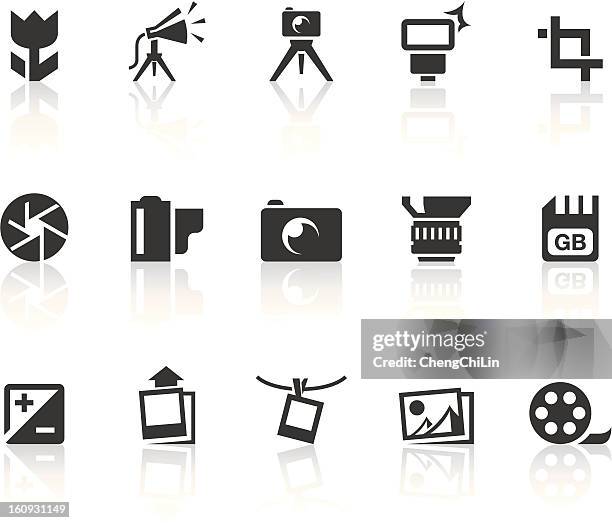 photography icons | simple black series - how to upload photos stock illustrations