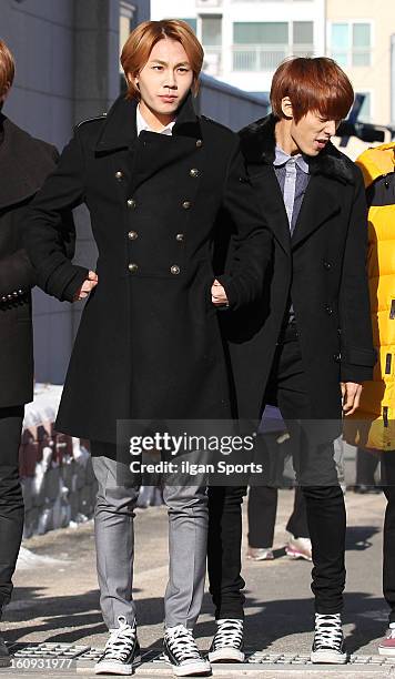 Il-Hoon of BTOB poses during Hanlim Multi Art School Graduation on February 7, 2013 in Seoul, South Korea.