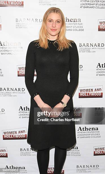 Actress Greta Gerwig attends The 2013 Athena Film Festival Opening Night Reception at The Diana Center At Barnard College on February 7, 2013 in New...