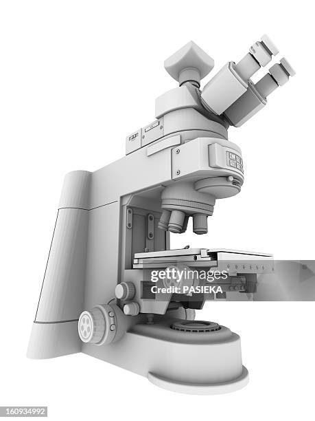 optical light microscope with camera - lens optical instrument stock illustrations