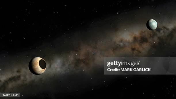 stockillustraties, clipart, cartoons en iconen met pluto and charon artwork - pluto dwarf planet