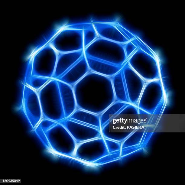 buckyball, buckminsterfullerene molecule - fullerene stock illustrations