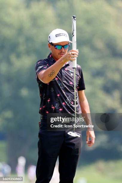 Golfer Rickie Fowler putts on the 7th hole during the second round of the BMW Championship Fed Ex Cup Playoffs on August 18th at Olympia Fields...