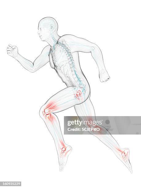 running injuries, conceptual artwork - joint stock illustrations