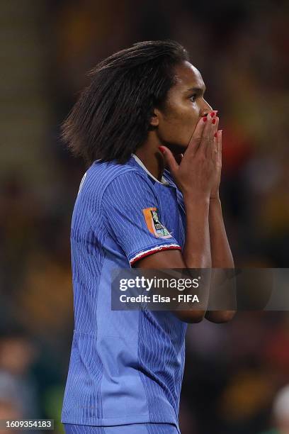 Wendie Renard of France reacts after the goal is disallowed during the FIFA Women's World Cup Australia & New Zealand 2023 Quarter Final match...