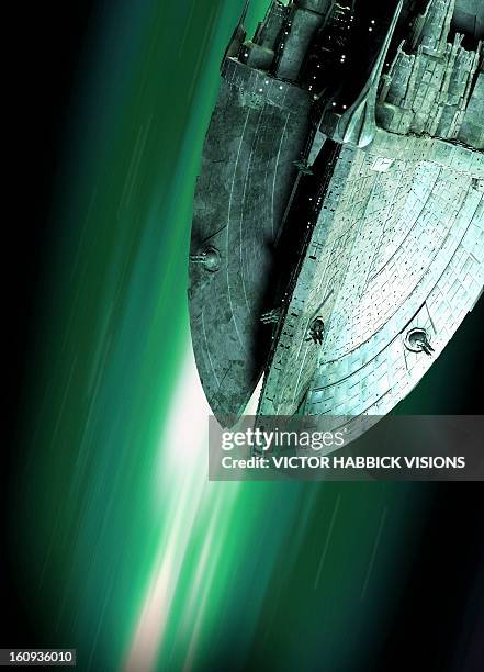 spaceship, artwork - fictional planet stock illustrations