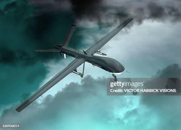 military drone, artwork - unmanned combat air vehicle stock illustrations