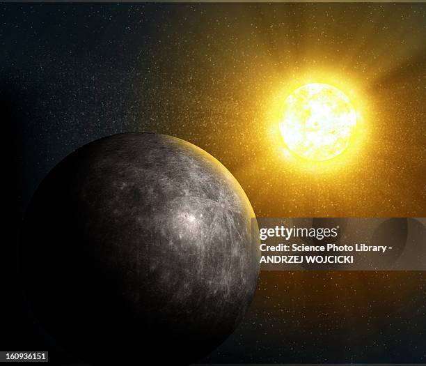 stockillustraties, clipart, cartoons en iconen met planet mercury, artwork - mercurius