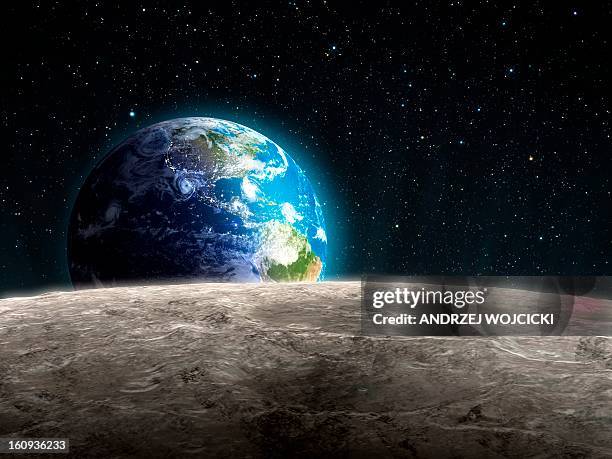 earthrise from the moon, artwork - moonlight stock illustrations