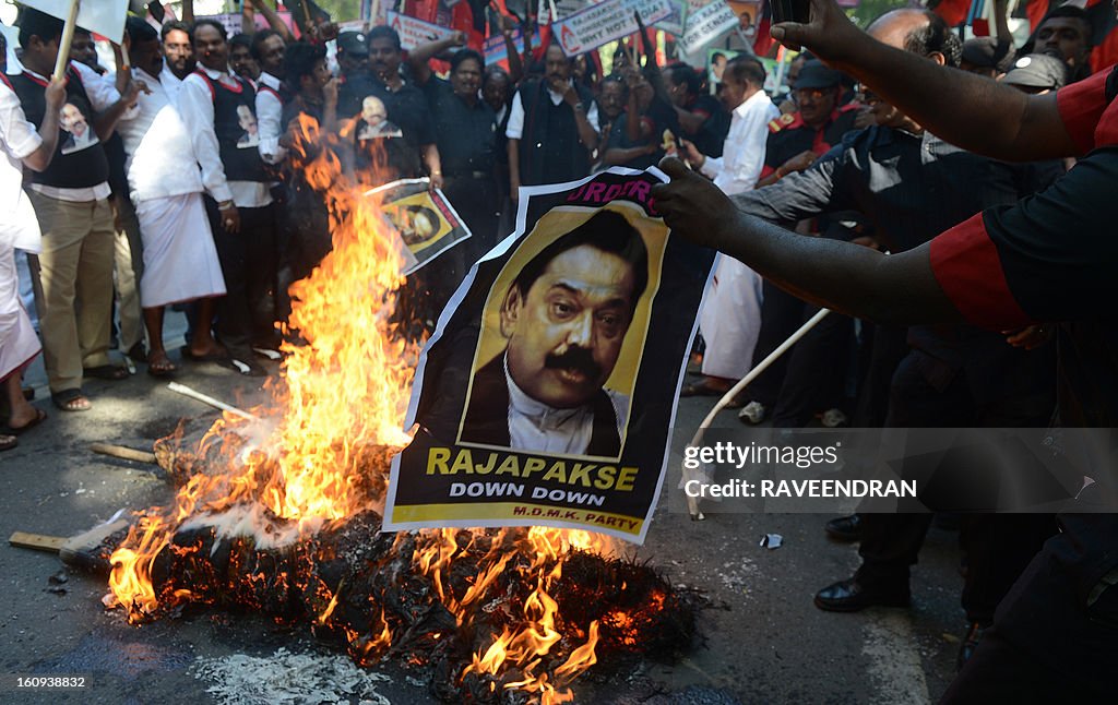 INDIA-SRI LANKA-RAJAPAKSA-PROTEST