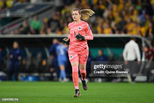 Solene Durand of France is brought in during the FIFA Women's World Cup Australia & New Zealand 2023 Quarter Final match between Australia and France...