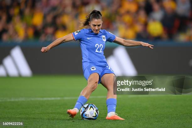 Eve Perisset of France has her team's fifth penalty saved in the penalty shoot out during the FIFA Women's World Cup Australia & New Zealand 2023...