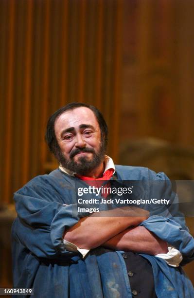 Italian tenor Luciano Pavarotti in the final dress rehearsal of the Metropolitan Opera/Franco Zeffirelli production of Giacomo Puccini's 'Tosca,' New...