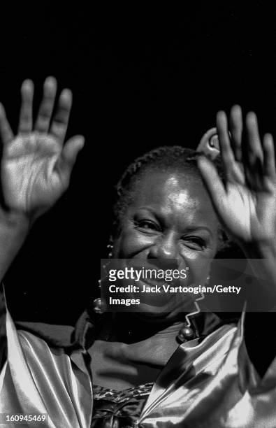 American musician and Civil Rights activist Nina Simone performs at the Beacon Theater, New York, New York, May 1, 1993.