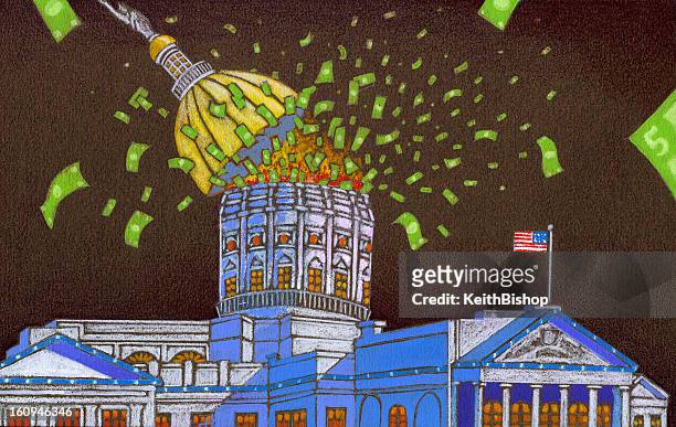ilustrações, clipart, desenhos animados e ícones de gastos de capital de resíduos governo - us currency