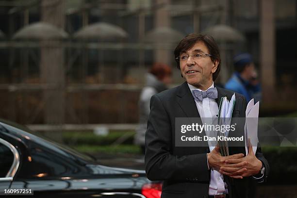 Belgian Prime Minister Elio Di Rupo arrives at the headquarters of the Council of the European Union on February 8, 2013 in Brussels, Belgium. EU...