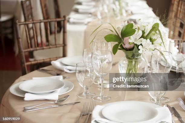 wedding reception - wedding table setting stock pictures, royalty-free photos & images