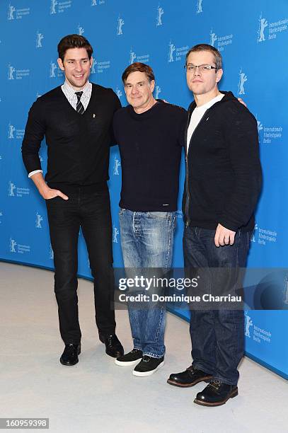 Actor John Krasinski, Director Gus Van Sant and actor Matt Damon attend 'Promised Land' Photocall during the 63rd Berlinale International Film...