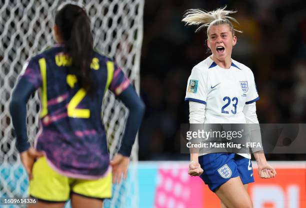 Alessia Russo of England celebrates after scoring her team's second goal during the FIFA Women's World Cup Australia & New Zealand 2023 Quarter Final...