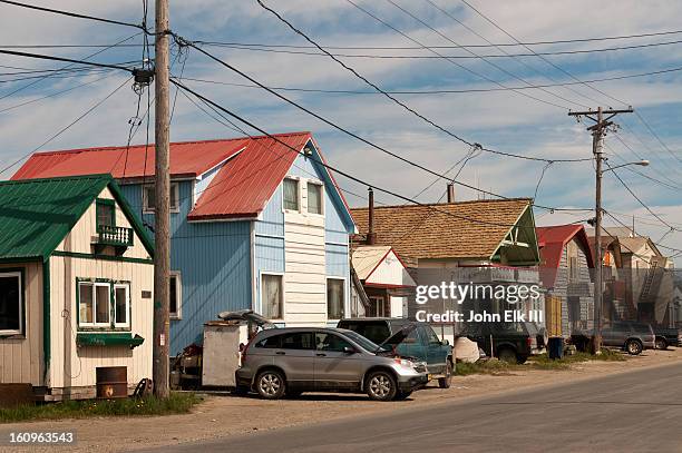 residential street scene - houses of alaska stock pictures, royalty-free photos & images