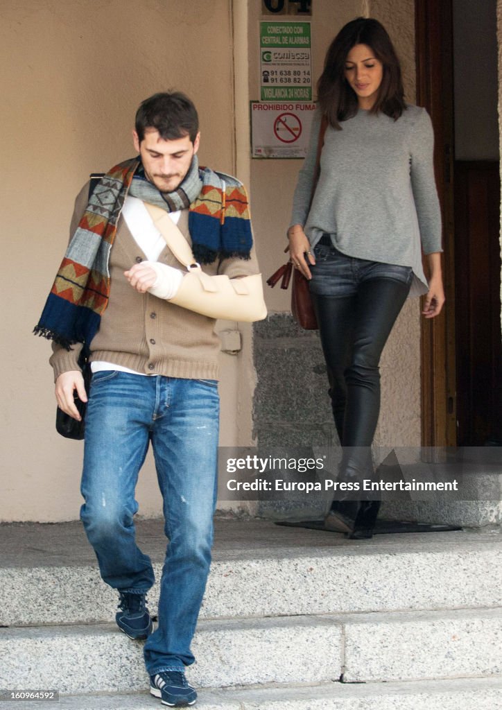 Iker Casillas and Sara Carbonero Sighting In Madrid - January 26, 2013