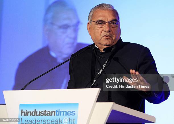 Chief Minister of Haryana Bhupinder Singh Hooda speaking during panel discussion on uncovering the Haryana growth story Gains, Gaps and Goals at...