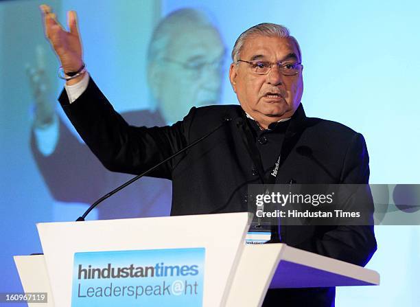 Chief Minister of Haryana Bhupinder Singh Hooda speaking during panel discussion on uncovering the Haryana growth story Gains, Gaps and Goals at...