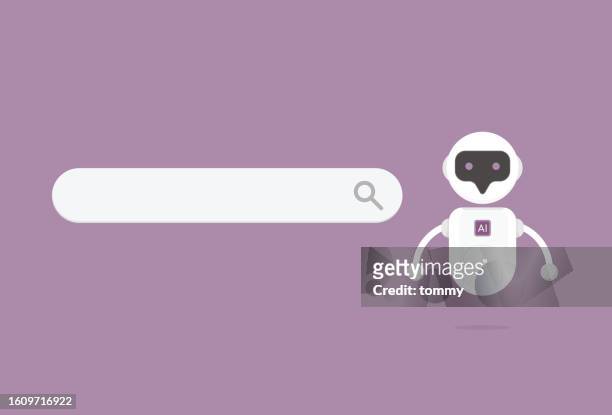 ai chatbot with search bar - virtual assistant stock illustrations